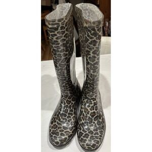 Wind River Made In USA "Wellie" Rain Boots Leopard Print Women's 8